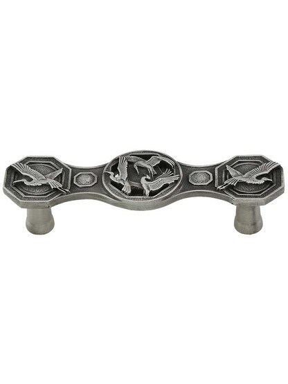 Crane Dance Drawer Pull in Antique Pewter.